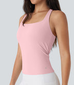 Débardeur de course crop top dos nu col carré bretelles croisées Softlyzero™ Airy Cool Touch - longueur rallongée - UPF50+