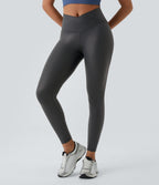 Legging de yoga SoftlyZero™ en simili stretch avec taille croisée, imprimé métallisé et poche arrière
