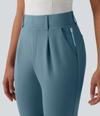 Pantalon de golf fuselé crêpe taille haute avec poches
