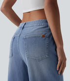Jean Halara Flex™ mi-taille large ample délavé décontracté avec poches
