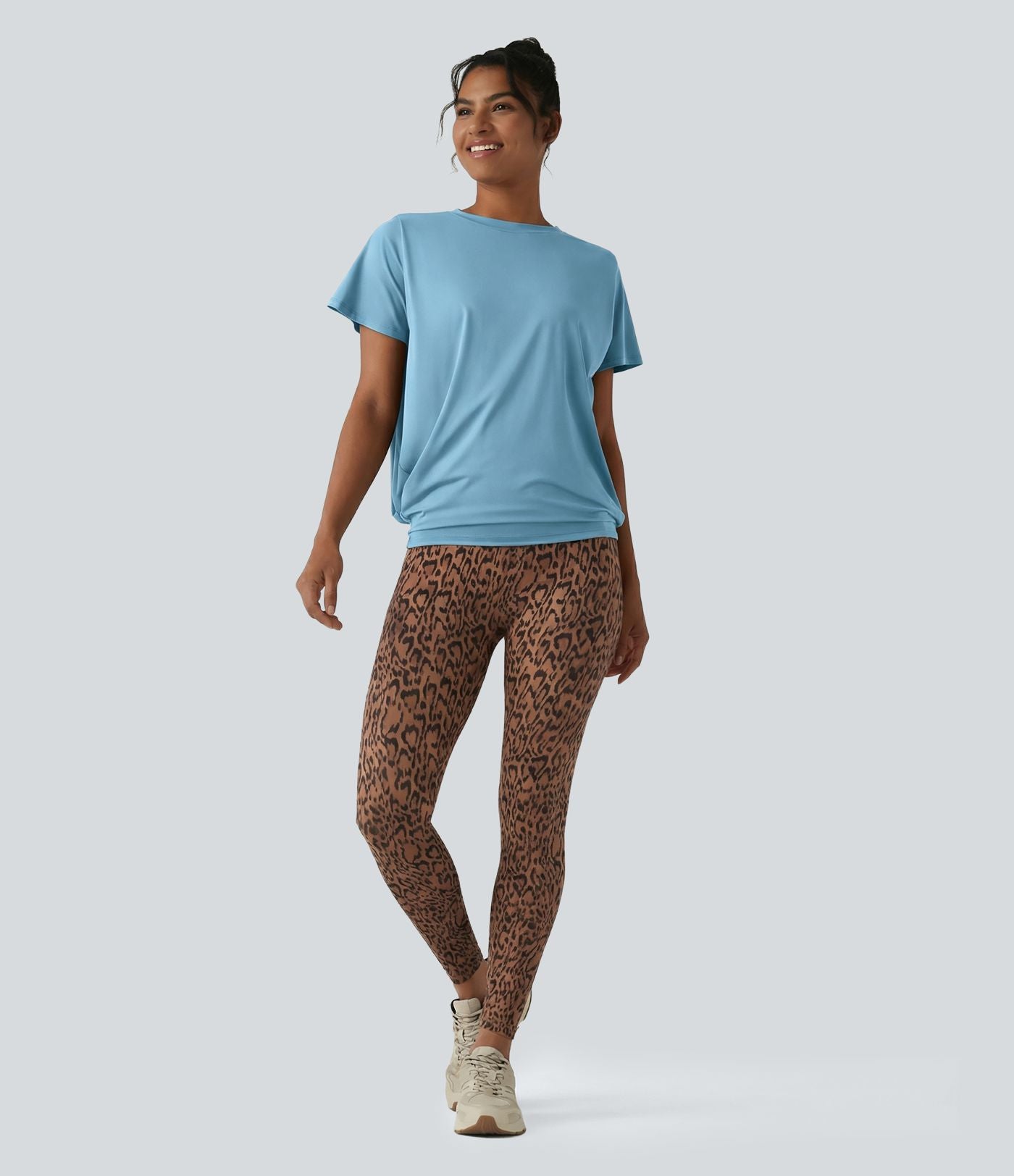 Haut de sport col rond manches courtes effet frais InstantCool avec fronces, protection solaire UPF50+