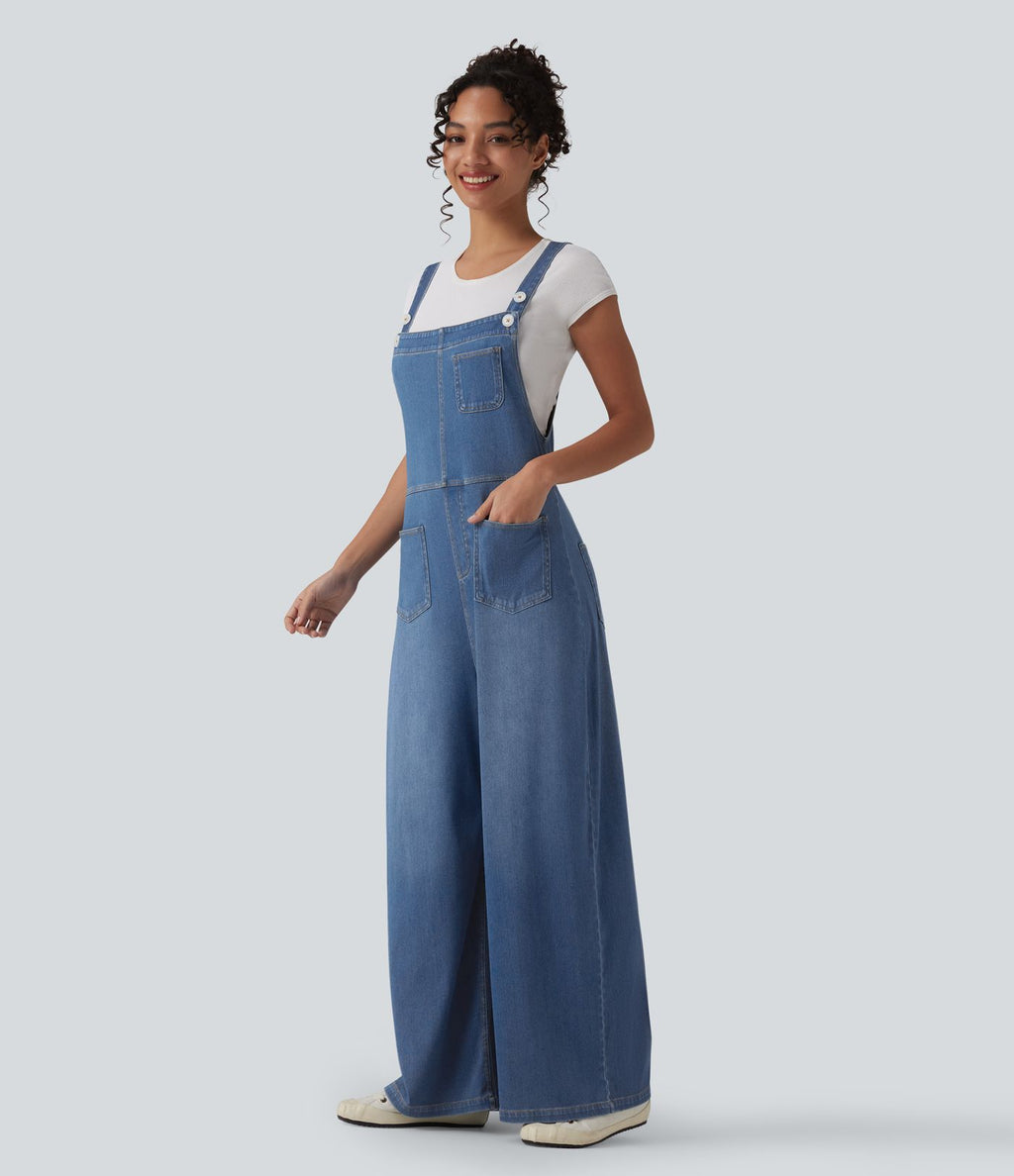 Halara Flex™ Salopette casual ample en lyocell drapé lavé bretelles réglables avec poches