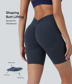 Short cycliste 17,5 cm d'entraînement gainant galbant taille haute avec poches Halara UltraSculpt™