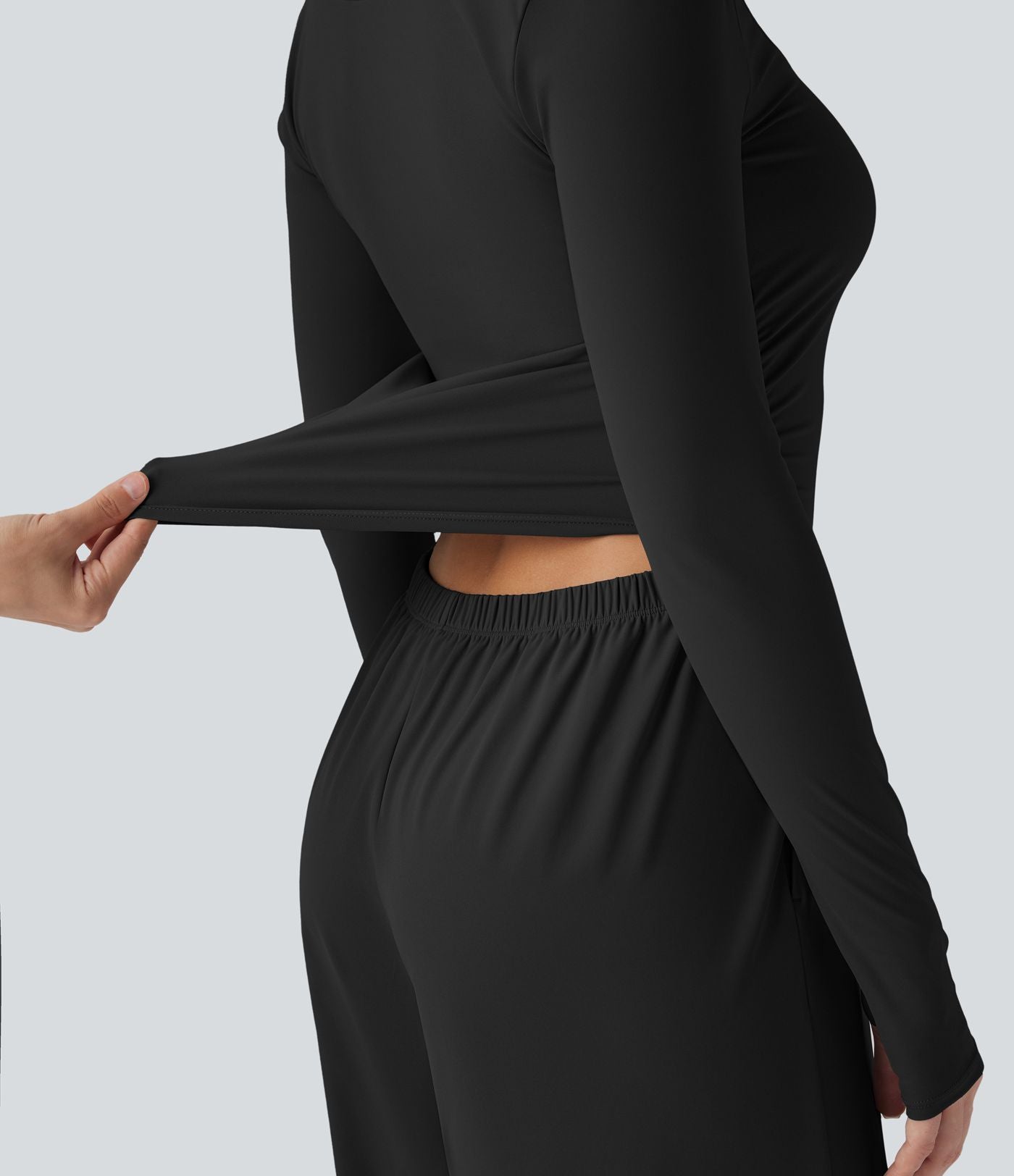 Combinaison workout SoftlyZero™ Airy manches longues trous pouces Cool Touch avec poches - Édition Easy Peasy