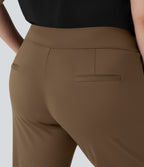 Pantalon tailleur évasé grande taille taille haute Halara Flex™ DayStretch avec poches zippées latérales