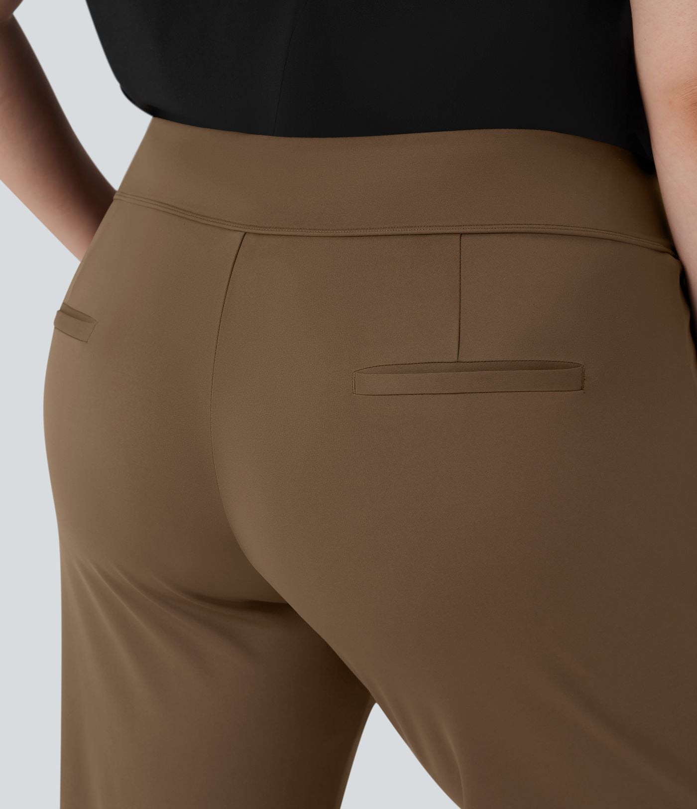 Pantalon tailleur évasé grande taille taille haute Halara Flex™ DayStretch avec poches zippées latérales