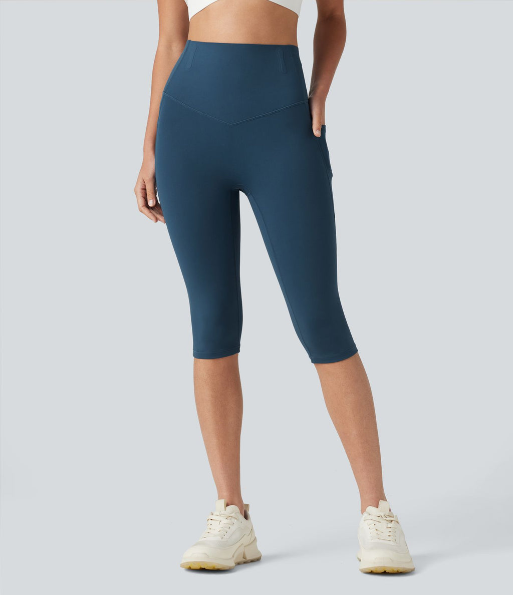 Legging corsaire de sport gainant Halara UltraSculpt™ taille haute, anti-roulis et gainant, avec poches