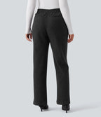 Pantalon tailleur coupe droite taille moyenne avec poches