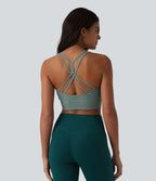 OneForm Débardeur court de yoga sans coutures jacquard dos nu croisé froncé soutien-gorge intégré