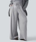 Pantalon décontracté grande taille large taille haute avec cordon de serrage et poches