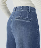 Halara Flex™ Jean large Palazzo et Taille Haute avec Poches Avant en Tricot Extensible Lavé