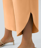 Breezeful™ Pantalon Fluide Vacances Séchage Rapide Taille Haute Croisée Poches Latérales Plissées Fente
