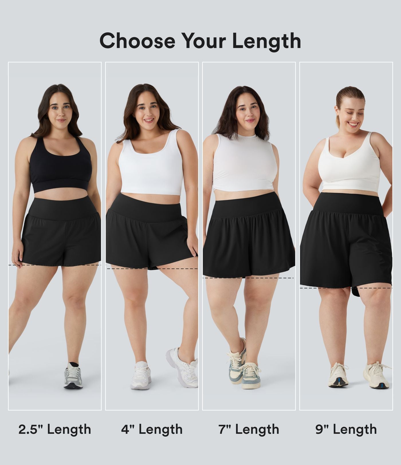 Short de yoga grande taille SoftlyZero™ Airy 2-en-1 taille très haute, à effet frais InstantCool, avec poches, 23 cm
