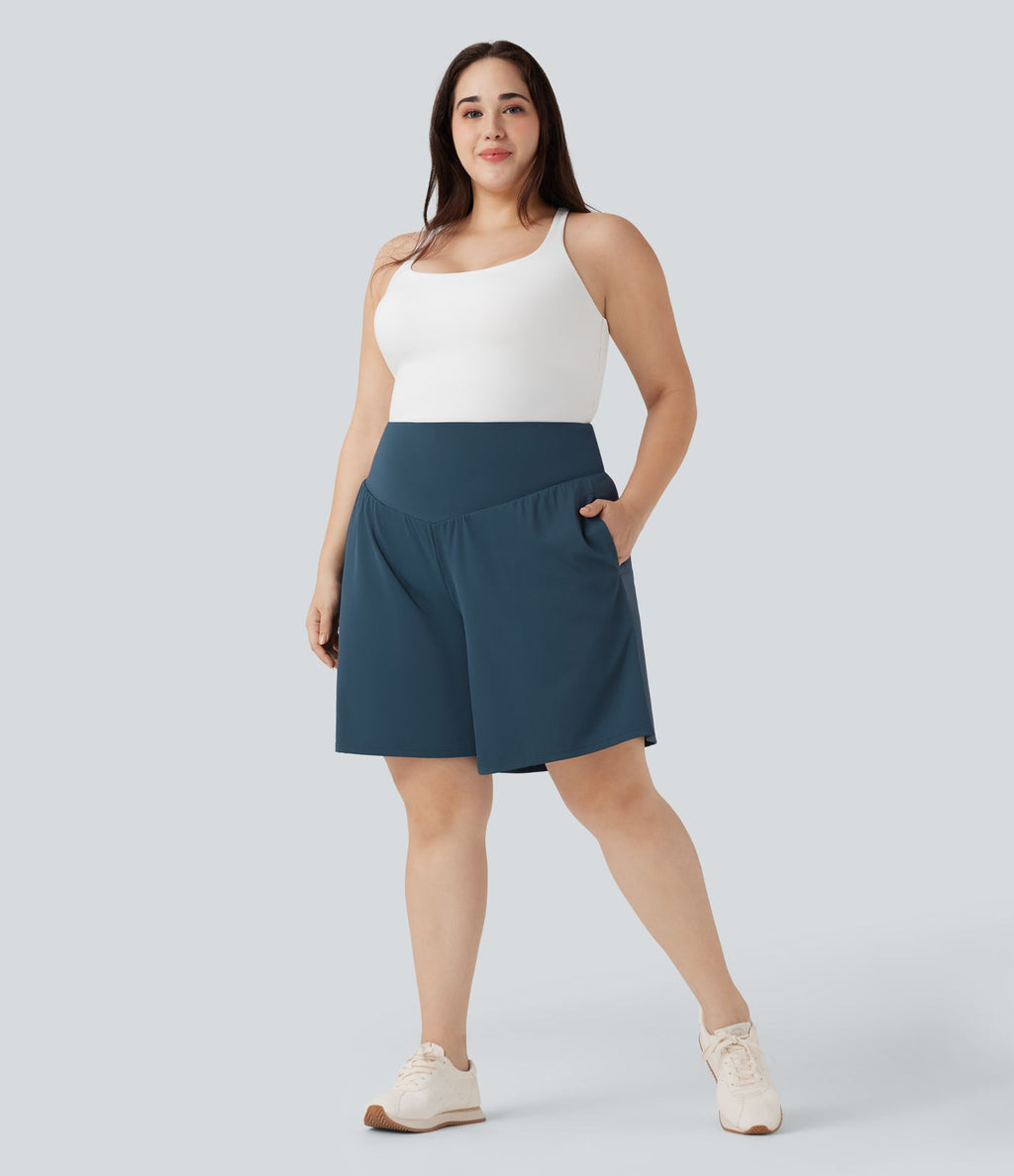 Bermuda de yoga grande taille SoftlyZero™ Airy taille haute effet frais InstantCool avec poches