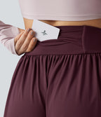 Pantalon baggy yoga SoftlyZero™ Airy froncé taille haute avec cordon de serrage et poches