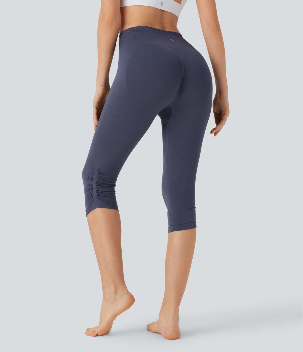 Legging yoga pedal pusher taille haute froncé sans couture OneForm Seamless Flow