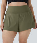 Short 8,8cm Sport Grande Taille 2 en 1 avec Poches Arrière et Poches Latérales Cachées