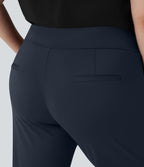 Pantalon tailleur évasé grande taille taille haute Halara Flex™ DayStretch avec poches zippées latérales