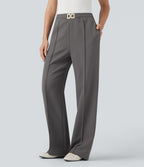 Pantalon tailleur droit taille haute avec poches