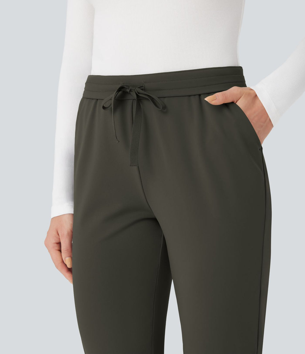 Pantalon de travail ajusté 7/8 repliable taille haute avec cordon de serrage Halara Flex™ DayStretch avec poches