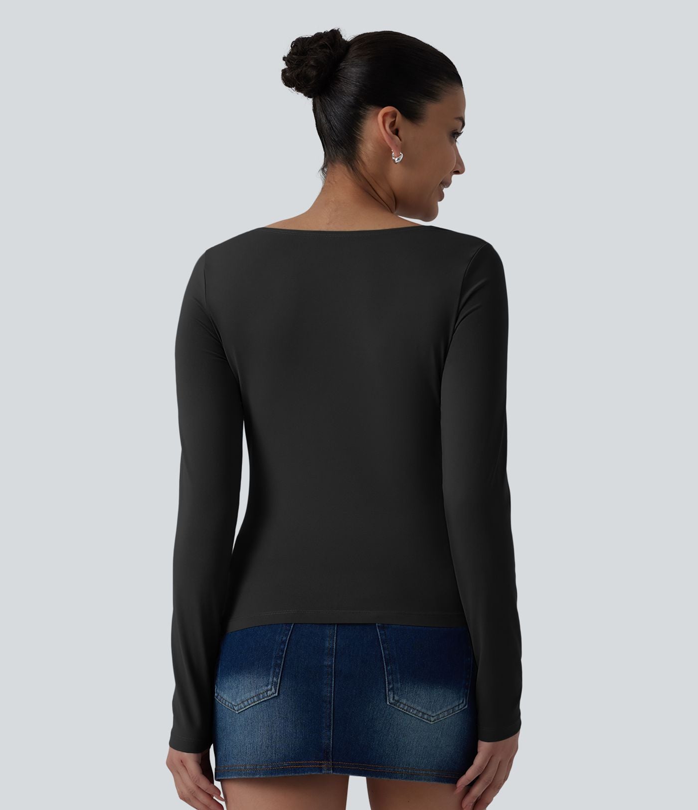 Haut casual asymétrique manches longues froncé