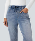 Jean décontracté slim Halara Flex™ taille haute avec cordon de serrage, ourlet retroussé et poches
