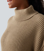 Robe pull courte tailleur col montant manches longues