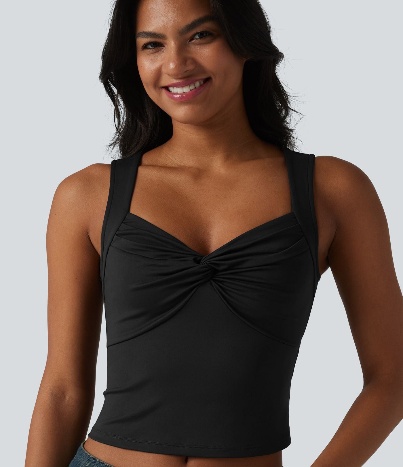 Débardeur casual slim torsadé col cœur