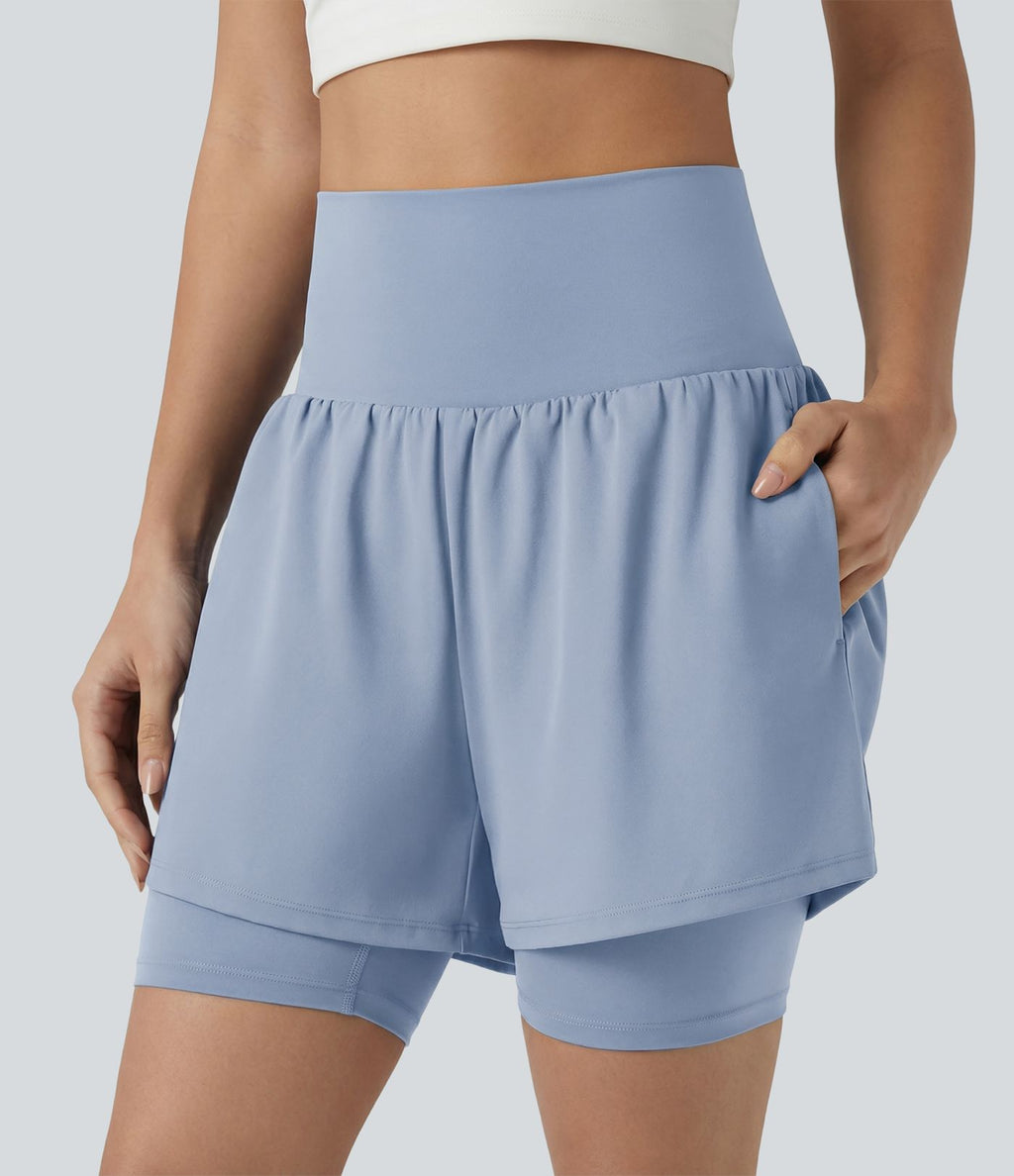 Short de yoga SoftlyZero™ Airy 2-en-1 taille ultra-haute effet frais InstantCool 17,5 cm avec poches