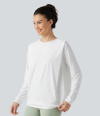 Haut de yoga effet frais InstantCool longueur allongée à manches longues avec encolure arrondie, fronces et protection solaire UPF50+