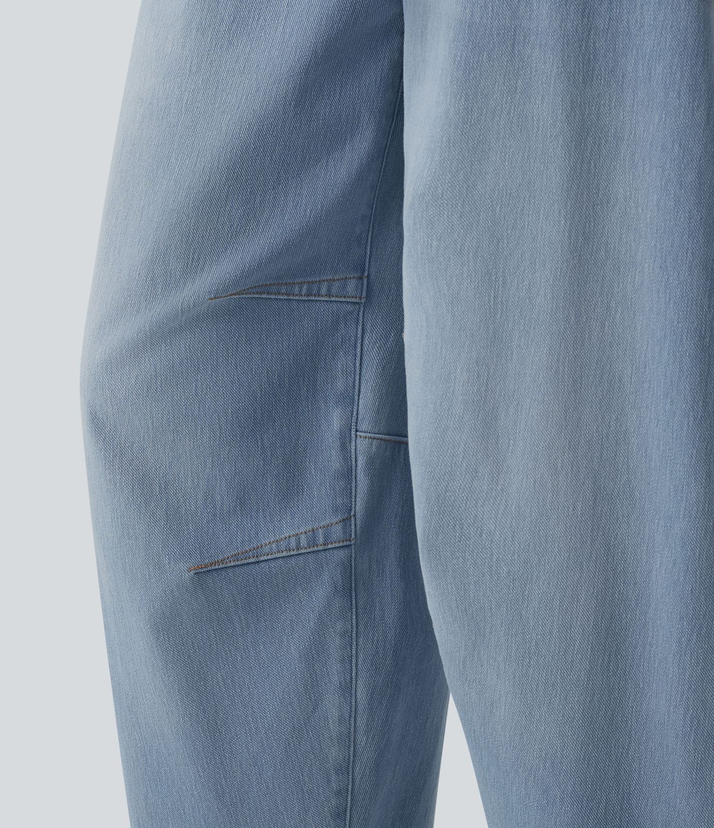 Jean Barrel 7/8 taille basse Halara Flex™ avec poches zippées