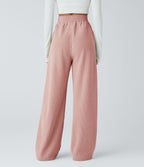 Pantalon velours côtelé de jogging décontracté à taille haute avec poches latérales