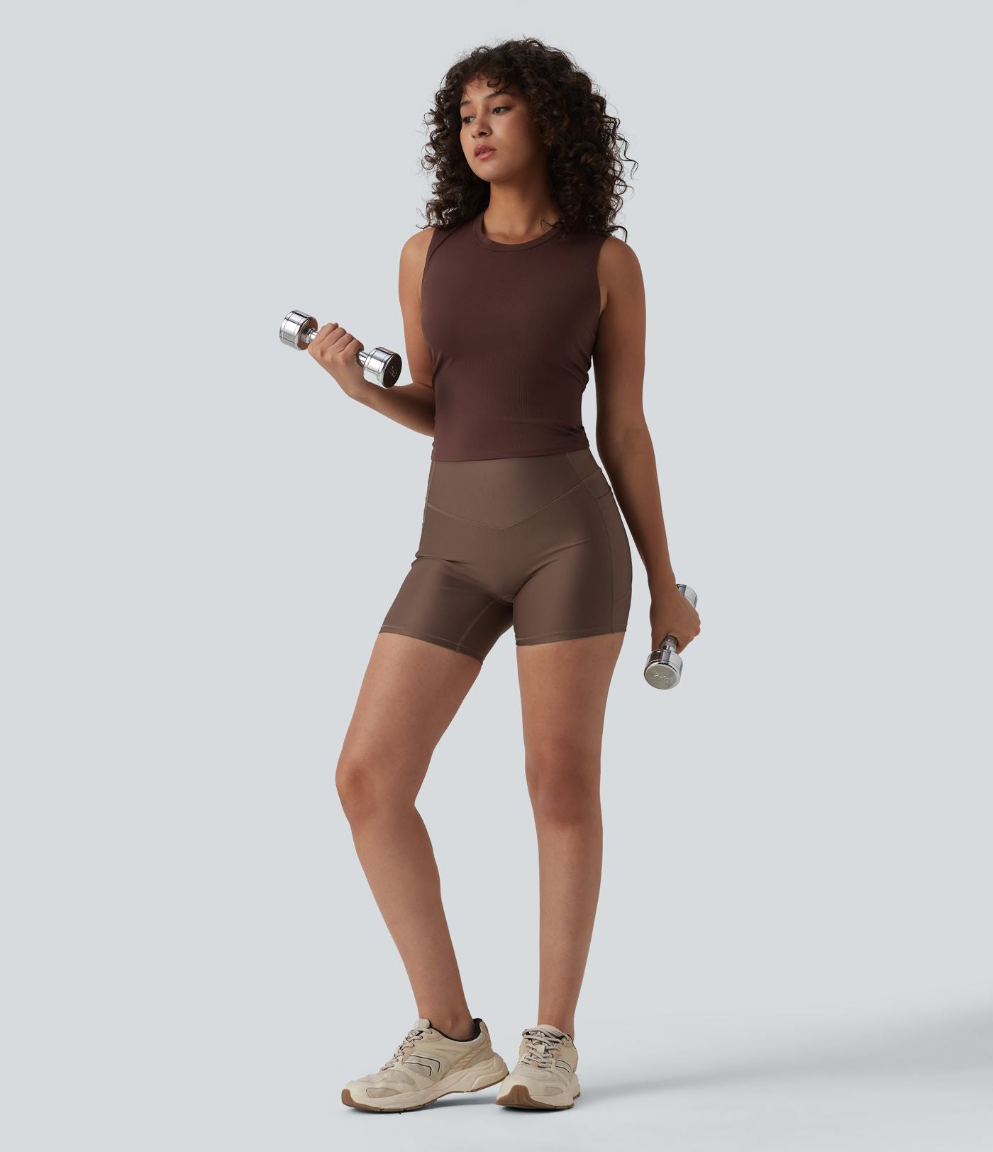 Débardeur de sport maille côtelée col rond