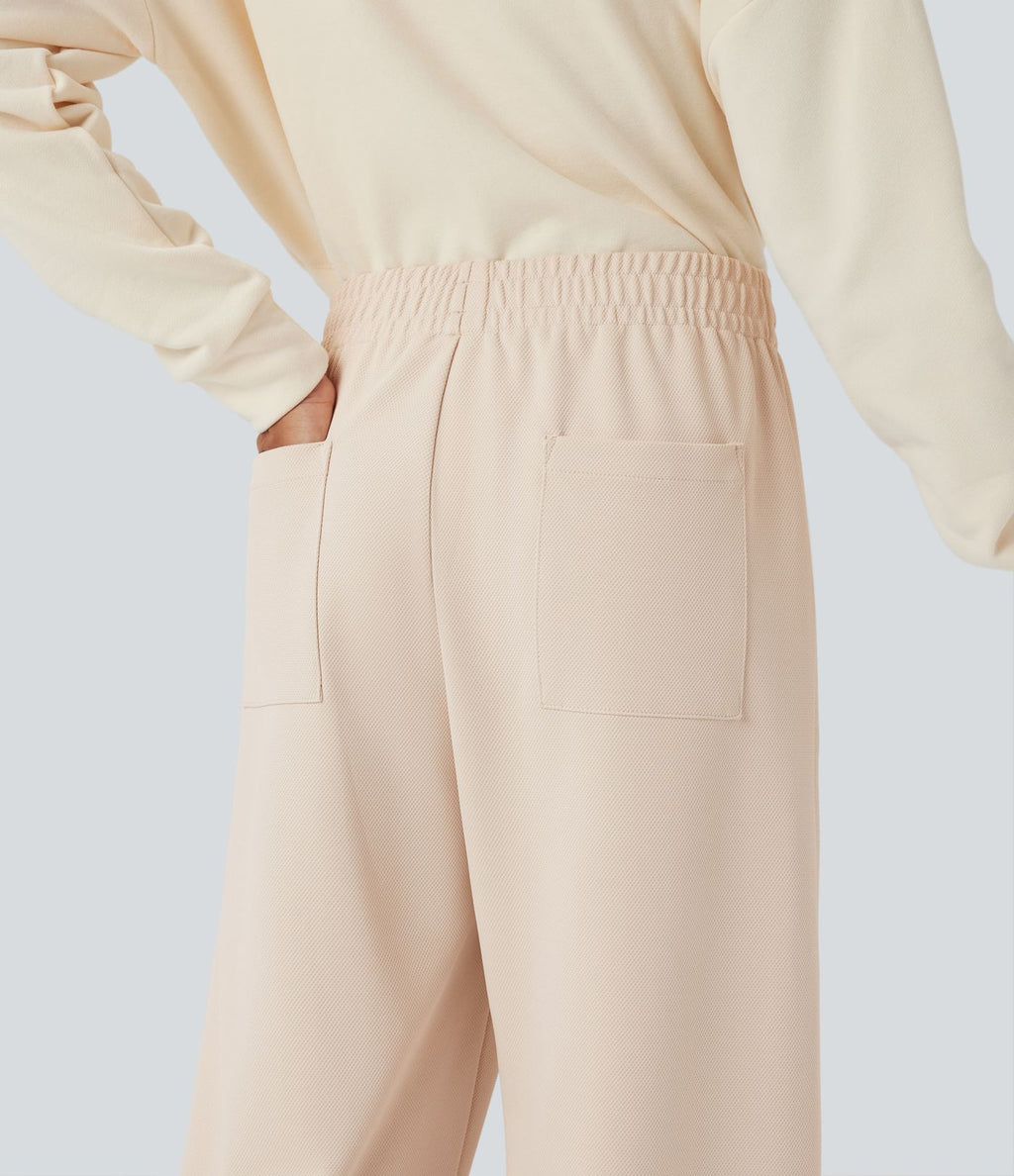 Jogging taille mi-haute coupe droite avec poches