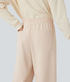 Jogging taille mi-haute coupe droite avec poches