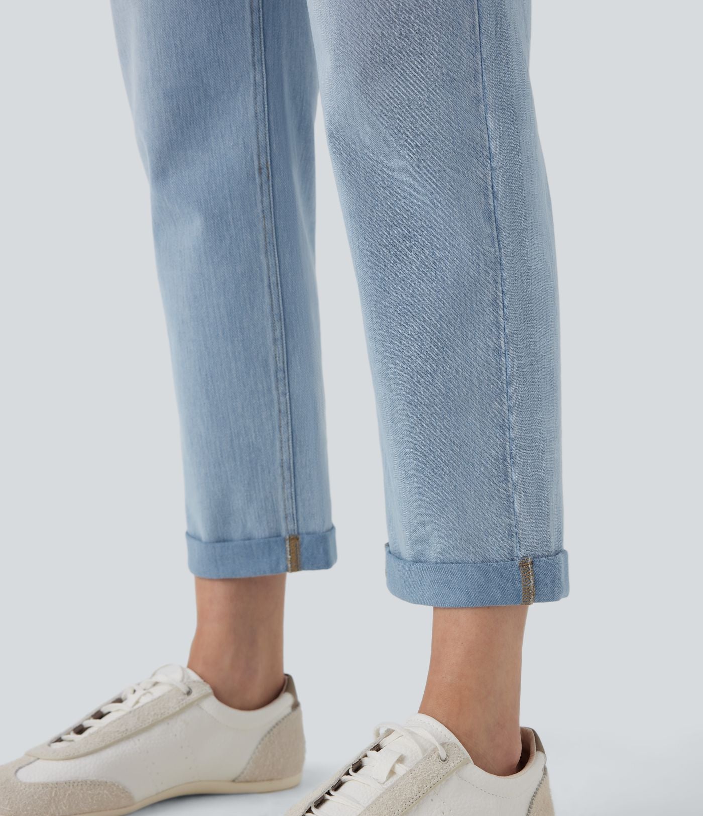 Jean 7/8 décontracté délavé taille mi-haute à jambe droite Halara Flex™ avec poches
