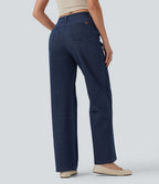 Jean taille haute Halara Flex™ jambes droites, effet sparkle avec poches