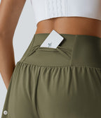 Short 7,5cm Yoga 2 en 1 Super Taille Haute Poches Arrière Poches Cachées Latérales