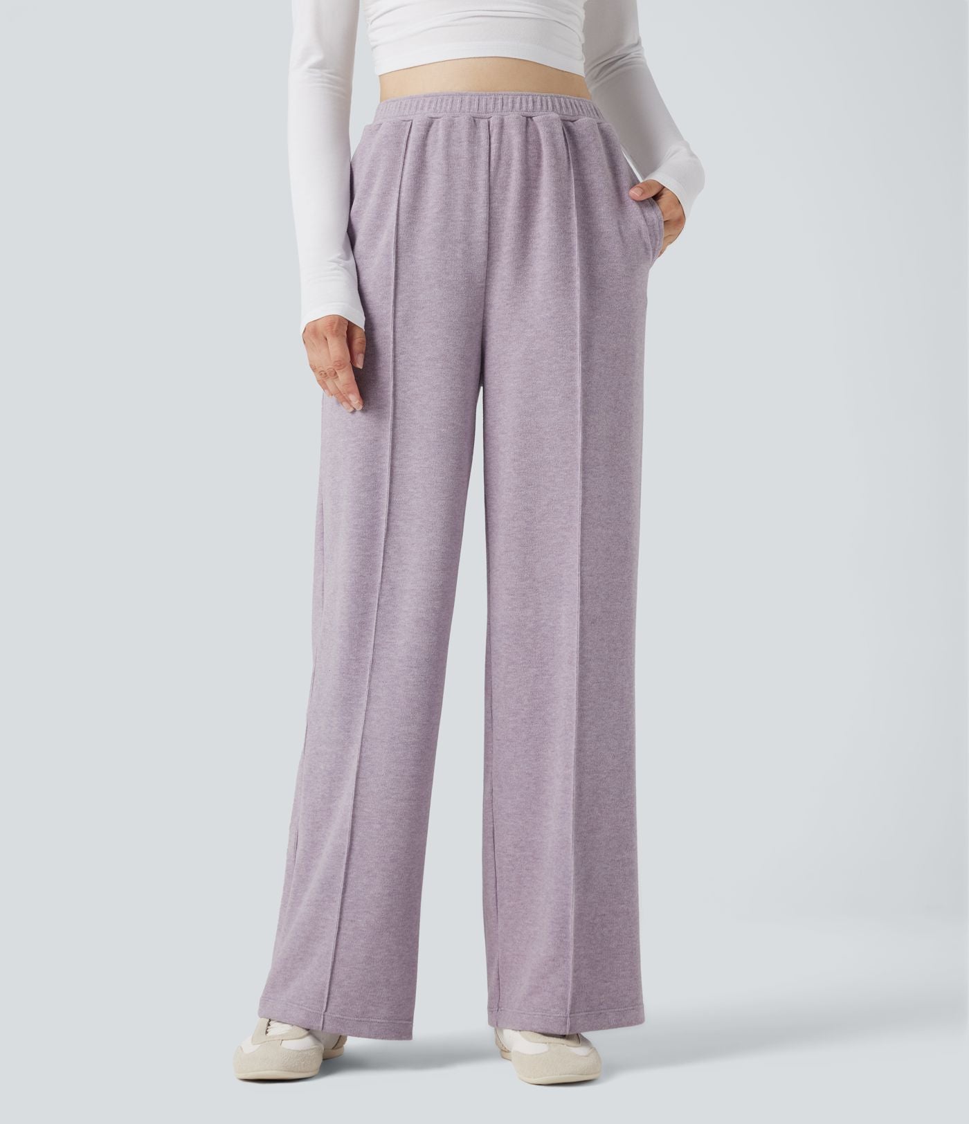 Pantalon baggy taille haute avec cordon de serrage et poches