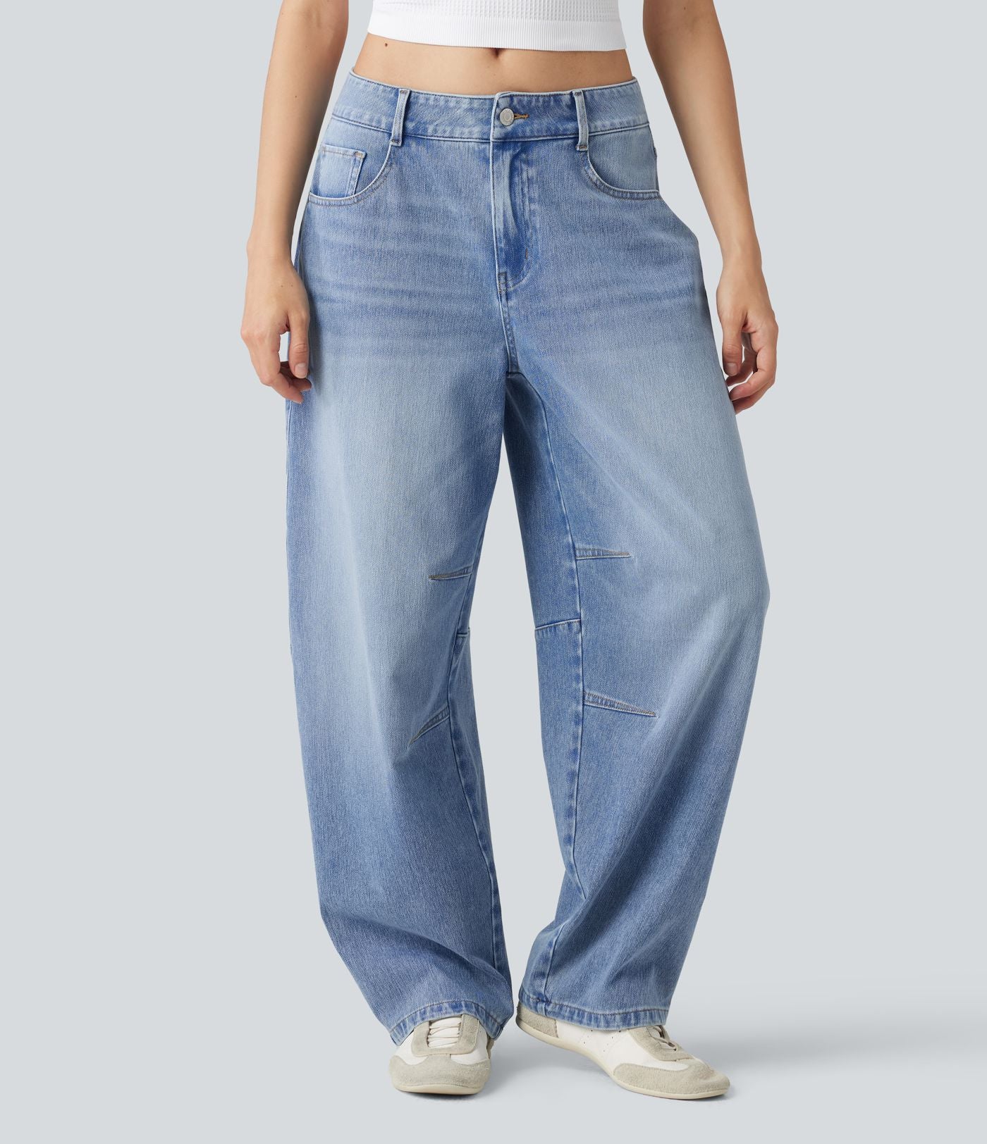 Halara Flex™ Jean barrel casual taille basse avec poches