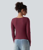 Top casual chaud push-up avec bonnets moulés, col cranté et manches longues - Bonnet A/B