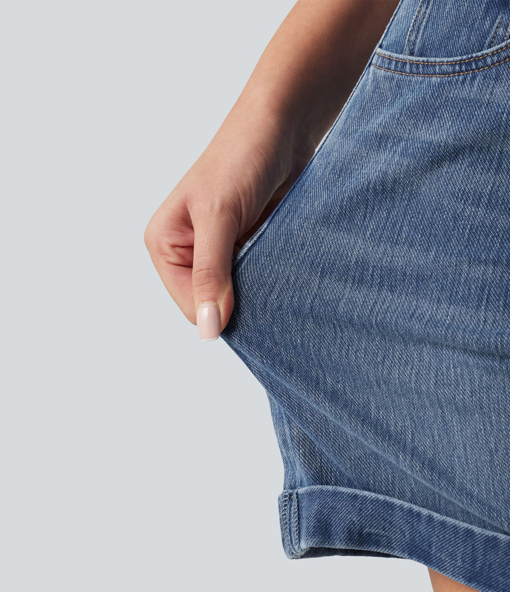 Halara Flex™ Short en denim taille mi-haute ourlet retroussé 12,5 cm avec poches