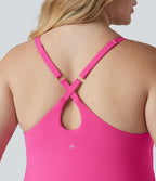 Robe de danse grande taille SoftlyZero™ Plush effet push-up dos nu avec bretelles réglables croisées et brassière intégrée – Édition Easy Peasy