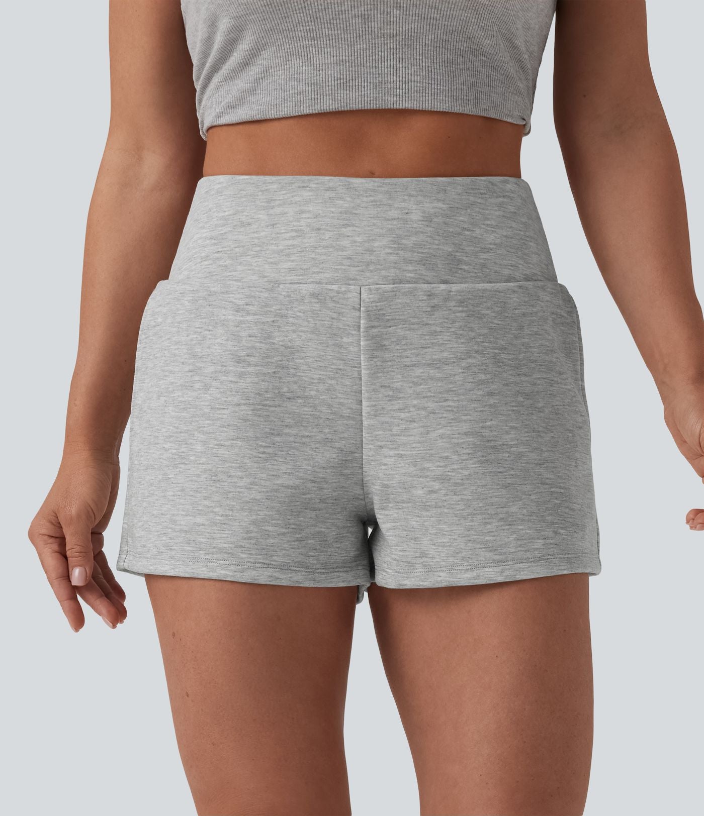 Short sweat décontracté 2 en 1 taille haute ventre plat 7,5 cm avec poches