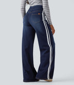 Halara Flex™ Jean large fluide délavé taille haute à rayures avec poches
