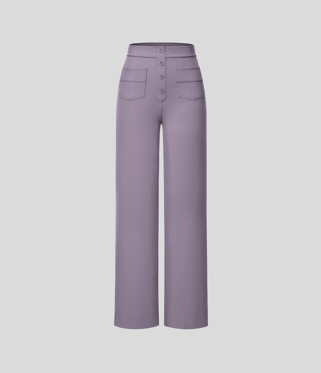 Pantalon taille haute coupe droite DayStretch avec poches