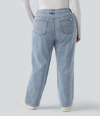 Halara Flex™ Jean casual grande taille jambe droite taille haute avec poches