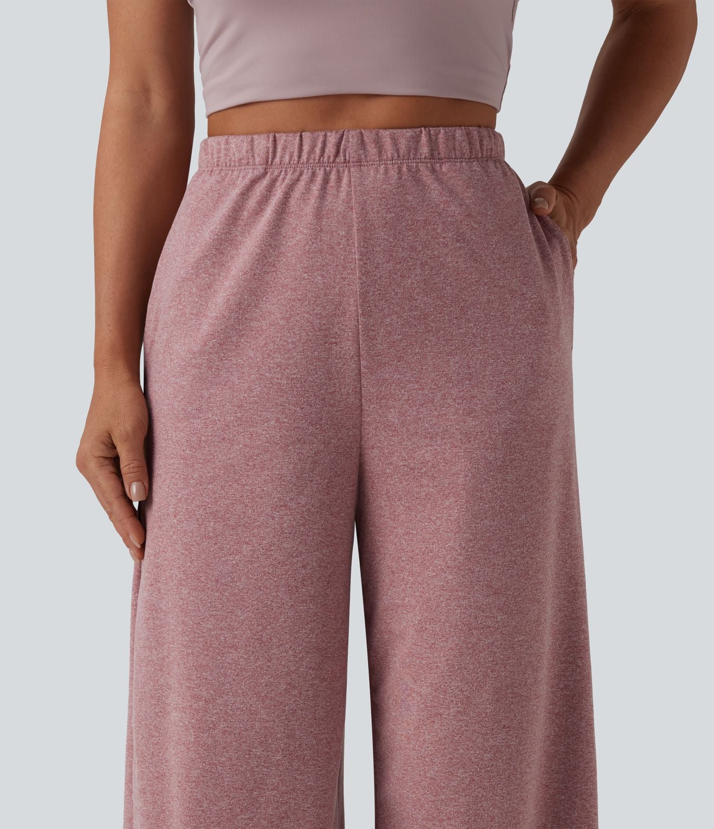 Pantalon de yoga large taille haute avec poches