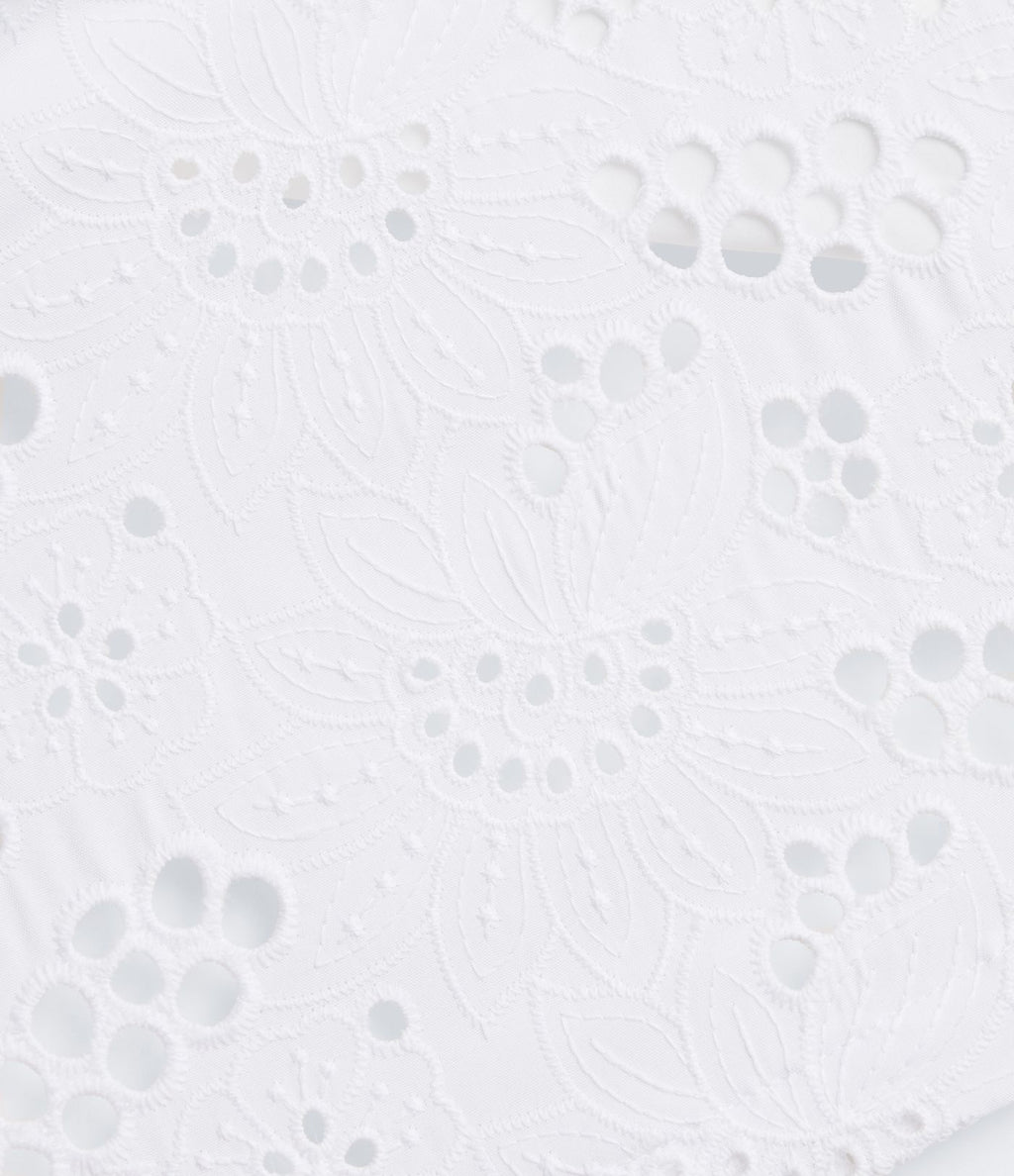 Jupe mini trapèze 2-en-1 taille haute avec fermeture éclair invisible et broderie anglaise