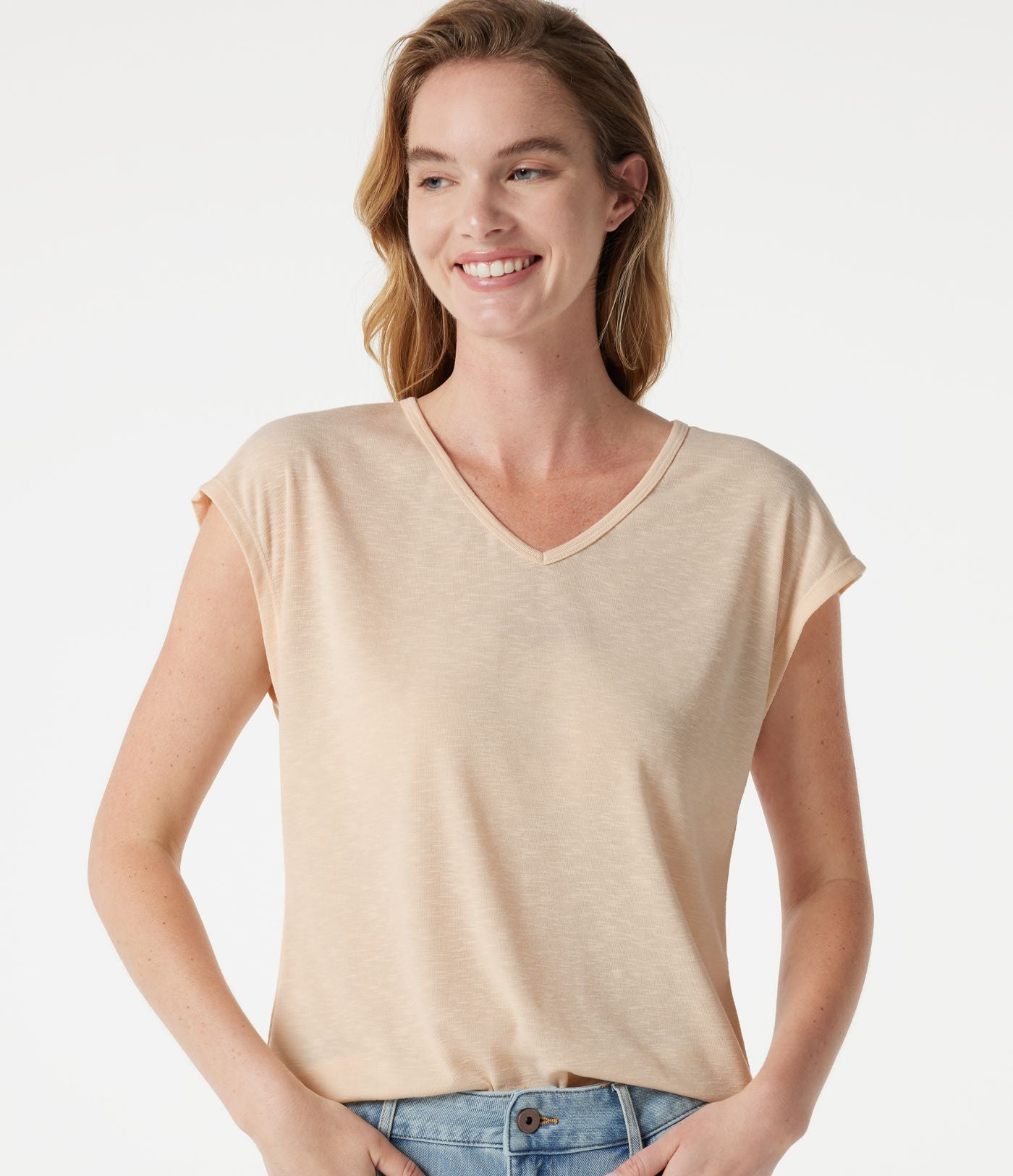 T-shirt casual col V à manches courtes